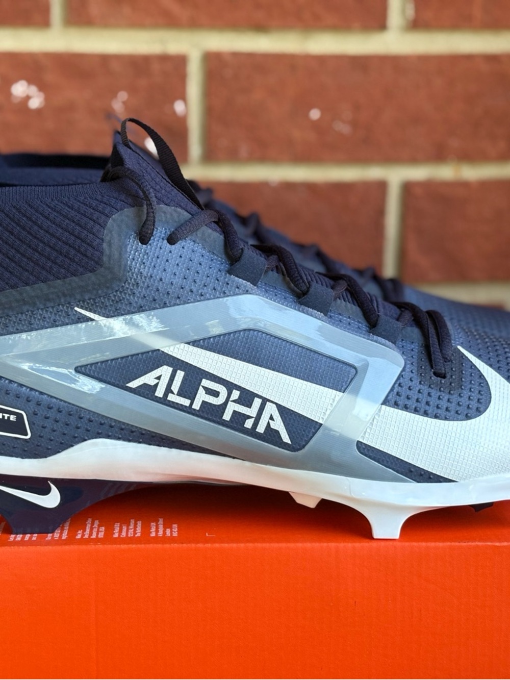New Nike Alpha Menace 4 Elite Navy Blue White Size 17 Mens Football Cleats